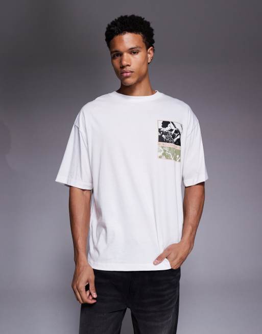 ASOS DESIGN - Hvid oversized T-shirt med grafik på brystet og ryggen, 3 af 5