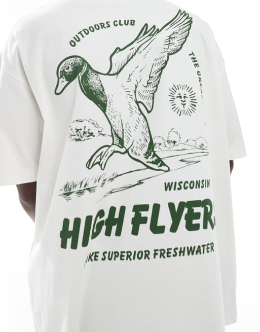 ASOS DESIGN - Hvid oversized T-shirt med grafisk andeprint, 3 af 4