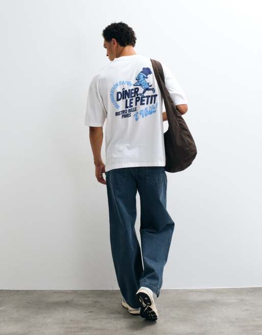 ASOS DESIGN - Hvid oversized T-shirt med grafisk diner-pufprint, 5 af 7