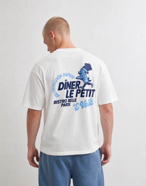 ASOS DESIGN - Hvid oversized T-shirt med grafisk diner-pufprint, 6 af 7