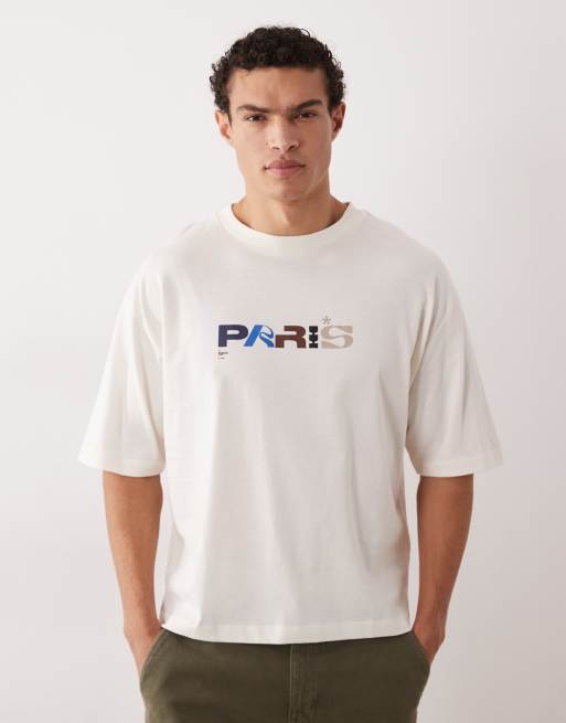 ASOS DESIGN - Hvid oversized T-shirt med grafisk Paris-print og firkantet pasform, 3 af 5