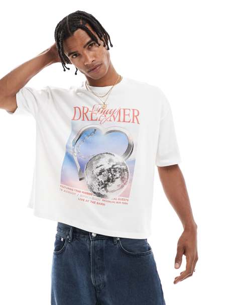 ASOS DESIGN - Hvid oversized T-shirt med grafisk print i firkantet pasform - view 1