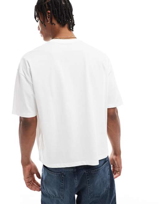 ASOS DESIGN - Hvid oversized T-shirt med grafisk print i firkantet pasform, 3 af 4