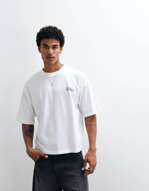 ASOS DESIGN - Hvid oversized T-shirt med grafisk stor tekst og firkantet pasform, 3 af 9