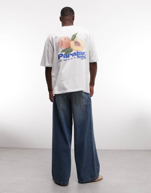 ASOS DESIGN - Hvid oversized T-shirt med hævet ferskengrafik, 2 af 5