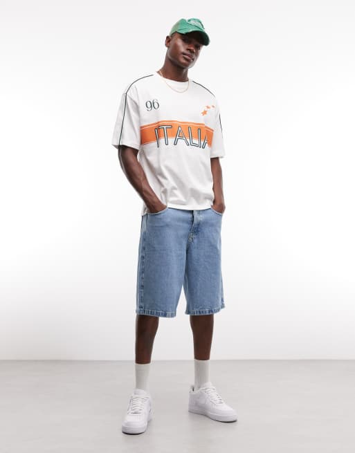 ASOS DESIGN - Hvid oversized T-shirt med Italia-fodboldgrafik, 2 af 7