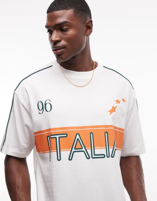 ASOS DESIGN - Hvid oversized T-shirt med Italia-fodboldgrafik, 3 af 7