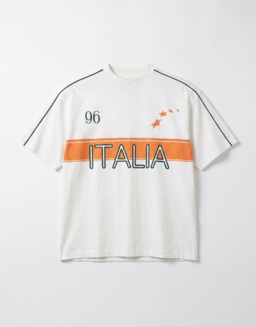 ASOS DESIGN - Hvid oversized T-shirt med Italia-fodboldgrafik, 6 af 7