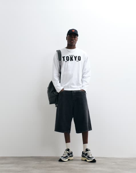 ASOS DESIGN - Hvid oversized T-shirt med lange ærmer og 'Tokyo'-grafik - view 1