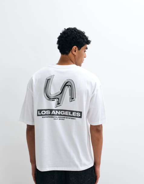 ASOS DESIGN - Hvid oversized T-shirt med 'Los Angeles'-grafik - view 1