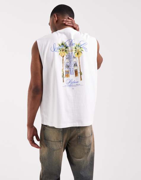 ASOS DESIGN - Hvid oversized T-shirt med palmegrafik - view 1