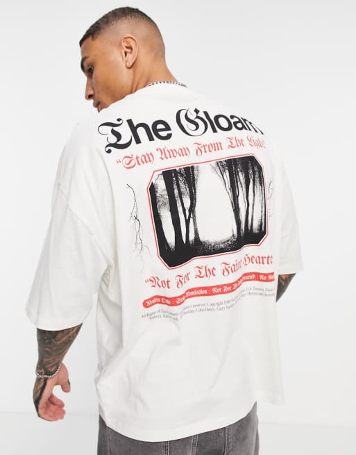 ASOS DESIGN - Hvid oversized T-shirt med print bagpå i bomuldsblanding - WHITE