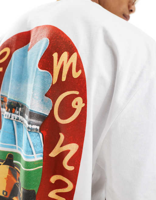 ASOS DESIGN - Hvid oversized T-shirt med racerprint på ryggen, 4 af 4