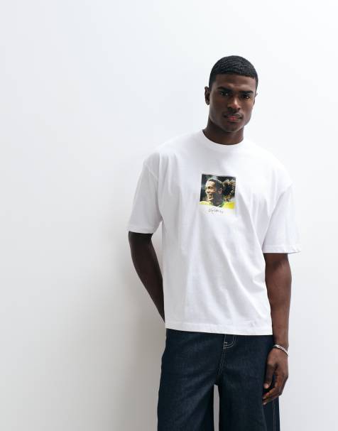 ASOS DESIGN - Hvid oversized T-shirt med 'Ronaldinho'-print - view 1