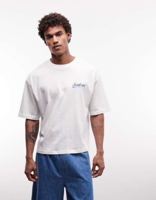 ASOS DESIGN - Hvid oversized T-shirt med 'Santorini'-grafik i firkantet pasform, 2 af 5
