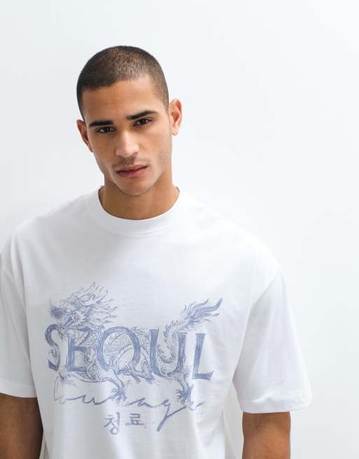 ASOS DESIGN - Hvid oversized T-shirt med Seoul-grafik, 3 af 5