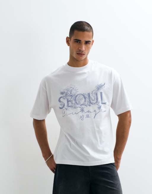 ASOS DESIGN - Hvid oversized T-shirt med Seoul-grafik, 5 af 5