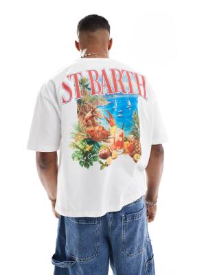 ASOS DESIGN - Hvid oversized T-shirt med sommergrafik i firkantet pasform - view 1