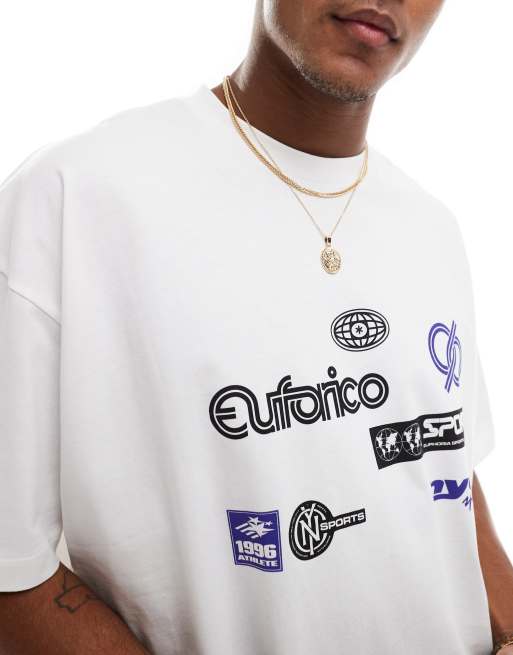 ASOS DESIGN - Hvid oversized T-shirt med sportsprint foran og bagpå, 3 af 4