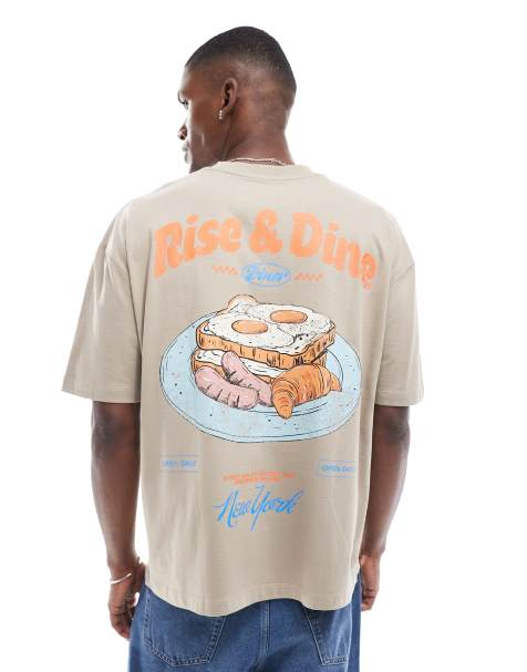 ASOS DESIGN - Hvid oversized T-shirt med tegneseriegrafik - view 1