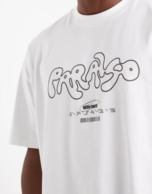 ASOS DESIGN - Hvid oversized T-shirt med tekstgrafik, 4 af 5