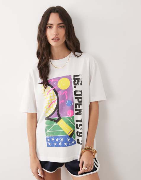 ASOS DESIGN - Hvid oversized T-shirt med US Open-grafik i 90'er-stil - view 1