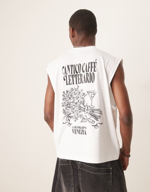 ASOS DESIGN - Hvid oversized tanktop med blomstergrafik i firkantet pasform