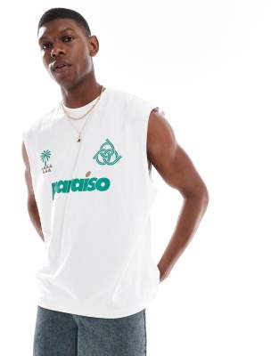 ASOS DESIGN - Hvid oversized tanktop med sportsgrafik - view 1