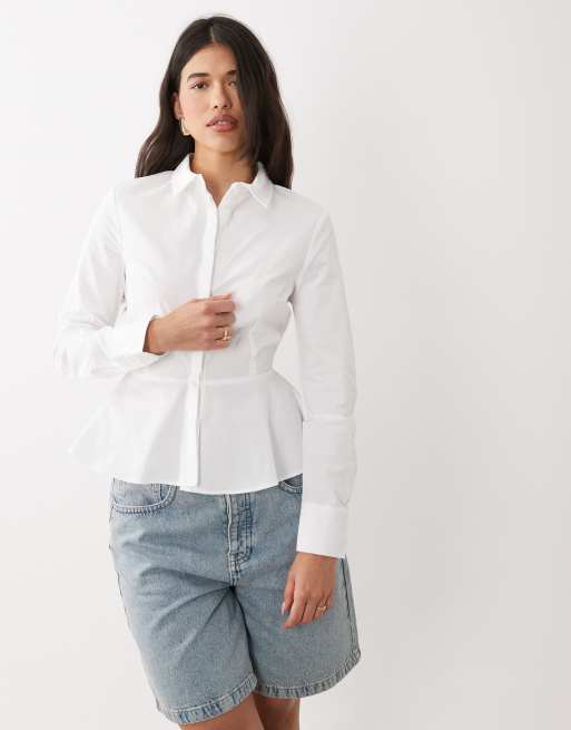 ASOS DESIGN - Hvid peplum-skjorte med indsyet talje, 2 af 4