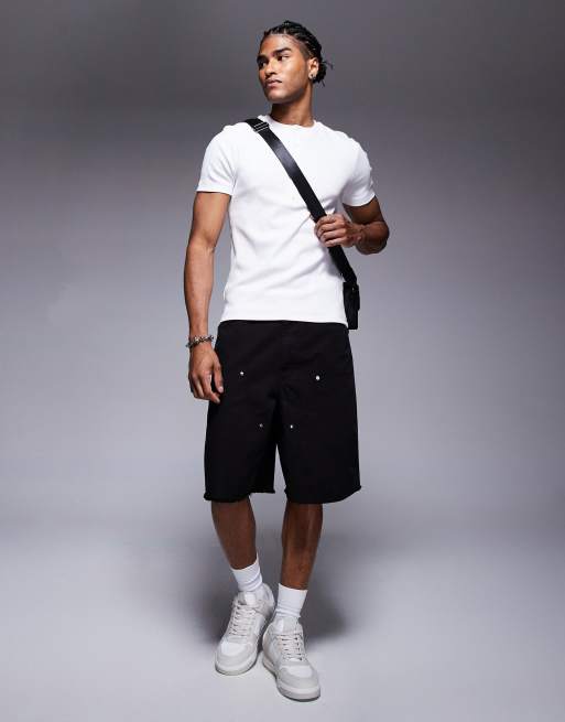 ASOS DESIGN - Hvid ribstrikket tætsiddende T-shirt med henley-hals  , 4 af 4