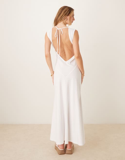 ASOS DESIGN - Hvid ærmeløs maxikjole med hæklede detaljer, 4 af 4