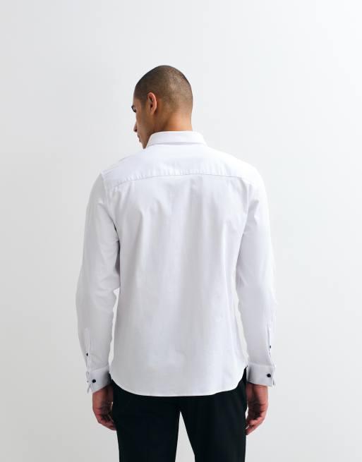 ASOS DESIGN - Hvid satinskjorte i regular fit med smækdetalje, 4 af 5
