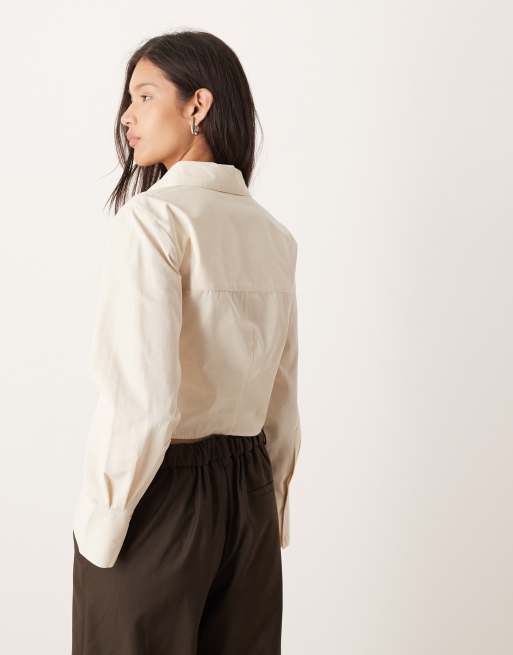 ASOS DESIGN - Hvid skjorte med korsetdetaljer og cocoon-ærmer, 3 af 4