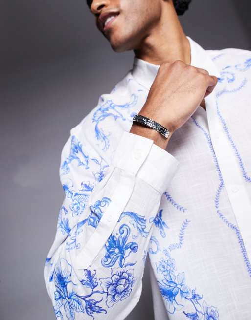 ASOS DESIGN - Hvid skjorte med lange ærmer og blomstermønster i regular fit, 4 af 4
