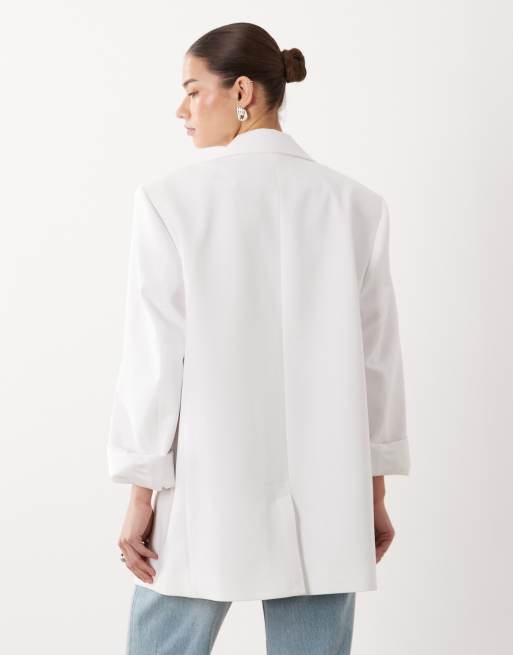 ASOS DESIGN - Hvid skræddersyet afslappet blazer i herrestil, 4 af 4