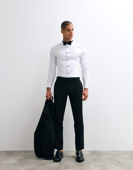 ASOS DESIGN - Hvid slim fit-satinskjorte med smækdetalje og vingekrave, 3 af 5