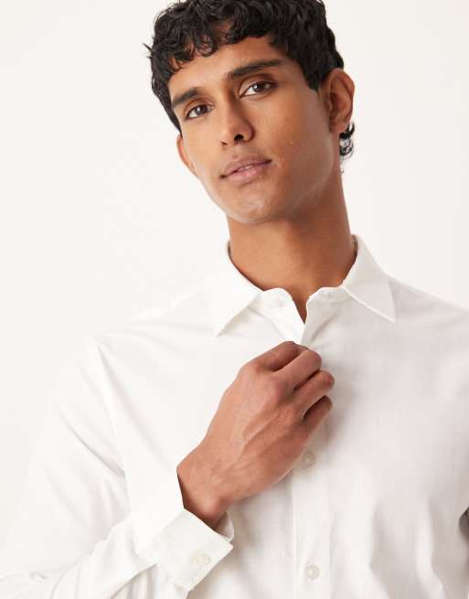 ASOS DESIGN - Hvid, slim og strygelet Royal Oxford-skjorte, 4 af 5