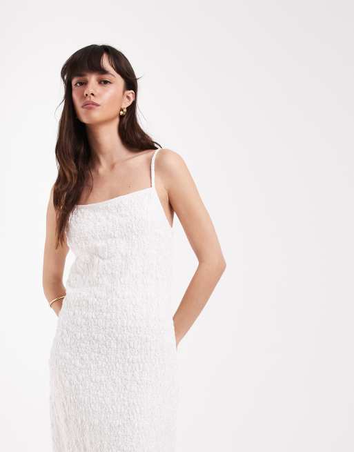 ASOS DESIGN - Hvid slip-kjole i blondestof med cami-stropper, 2 af 4