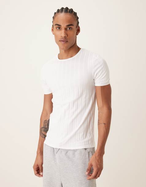 ASOS DESIGN - Hvid smal T-shirt med brede ribber - view 1