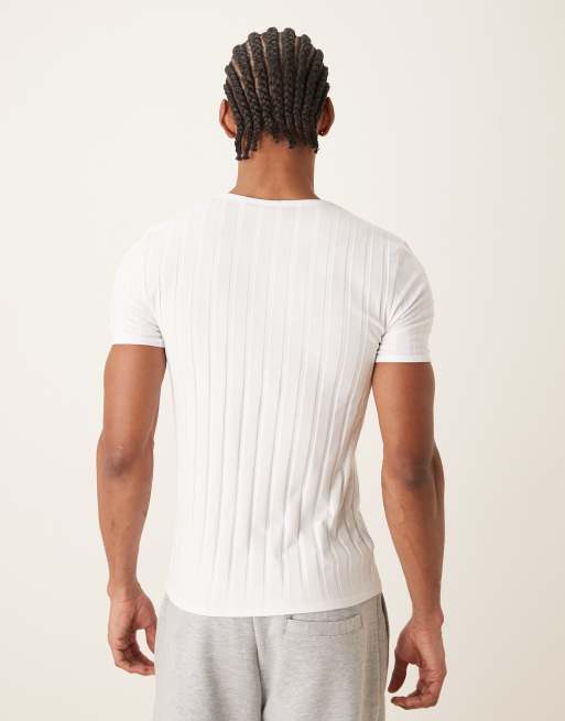 ASOS DESIGN - Hvid smal T-shirt med brede ribber , 3 af 5