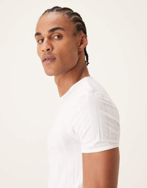 ASOS DESIGN - Hvid smal T-shirt med brede ribber , 4 af 5