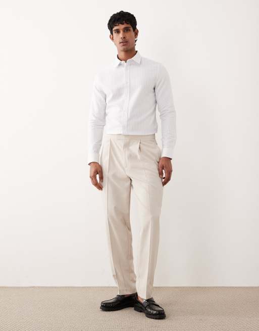 ASOS DESIGN - Hvid stribet skjorte med tekstur i Slim Fit, 2 af 5