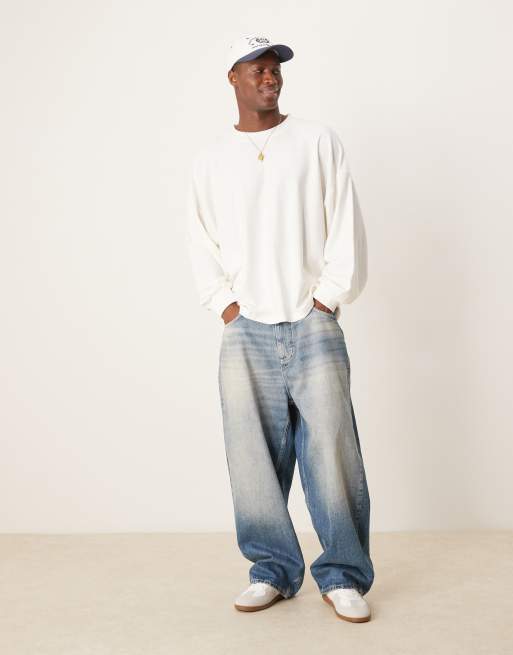 ASOS DESIGN - Hvid super-oversized tekstureret langærmet T-shirt, 4 af 4