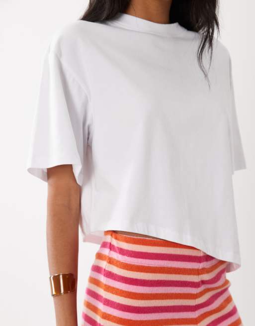 ASOS DESIGN - Hvid T-shirt med korte ærmer og asymmetrisk kant, 3 af 4