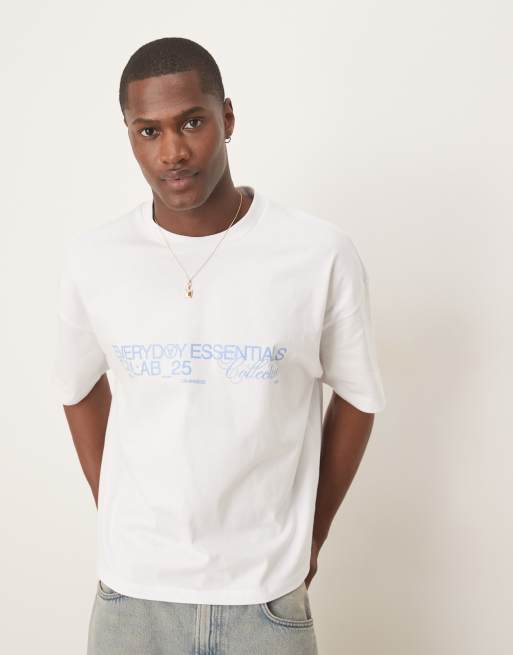 ASOS DESIGN - Hvid T-shirt med sænkede skuldre i kraftigt stof på 240 g