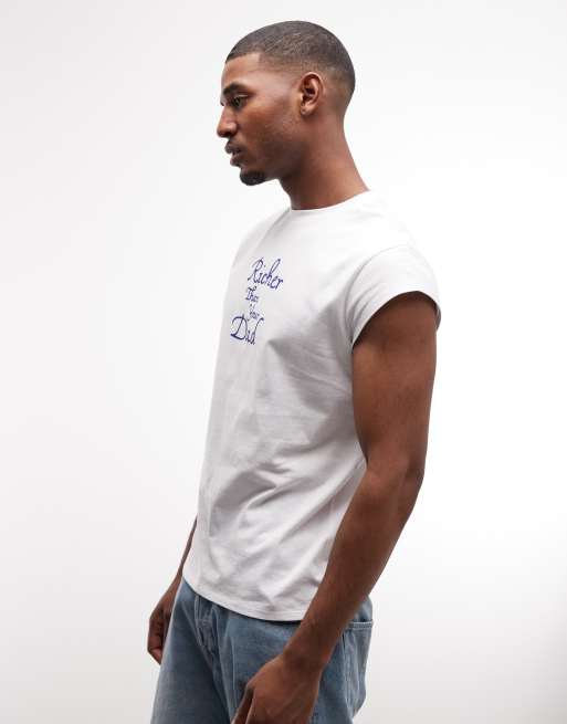 ASOS DESIGN - Hvid T-shirt med vingeærmer og tekstgrafik, 4 af 5