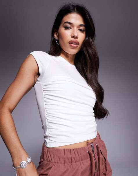 ASOS DESIGN - Hvid top med korte ærmer og draperede detaljer - view 1