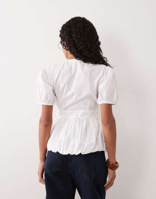ASOS DESIGN - Hvid top med pufærmer og snoet detalje, 4 af 4