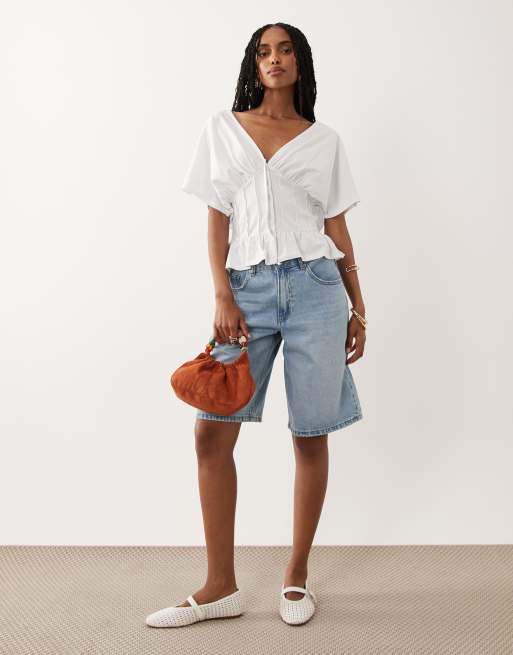 ASOS DESIGN - Hvid top med samlet detalje ved brystet og korsetsnit i taljen, 2 af 4