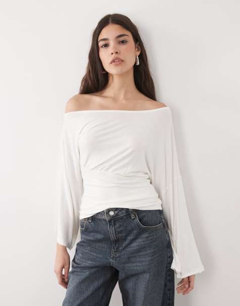 ASOS DESIGN - Hvid top med sænkede skuldre og indsyet talje - view 1